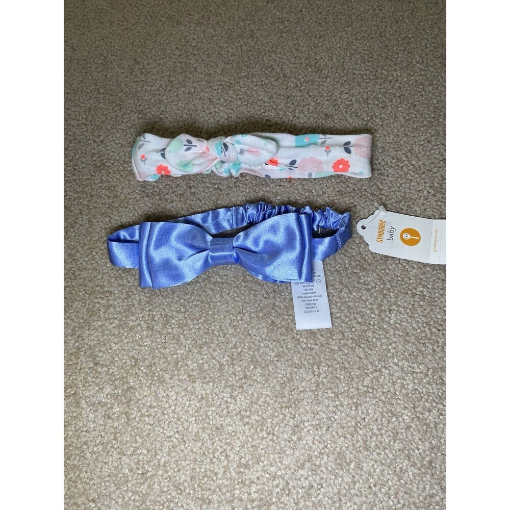 Gymboree Blue Satin Bow & Child of Mine Floral Headband Set